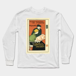 KUNST ANSTALT for MODERNE PLAKATE Lithograph Art Poster by Otto Fischer Long Sleeve T-Shirt